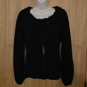 Elie Tahari M wool and silk snap front cardigan